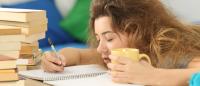 sleepy teen at school